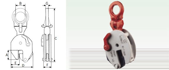 Morse VERTEX solleva lamiere in verticale tipo VPU-VPH - Attacco con snodo universale